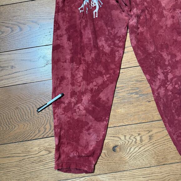 Vintage Global Village Batiked Pull On Pants SZ M Boho Hippie Red Gray Pockets - Picture 10 of 11